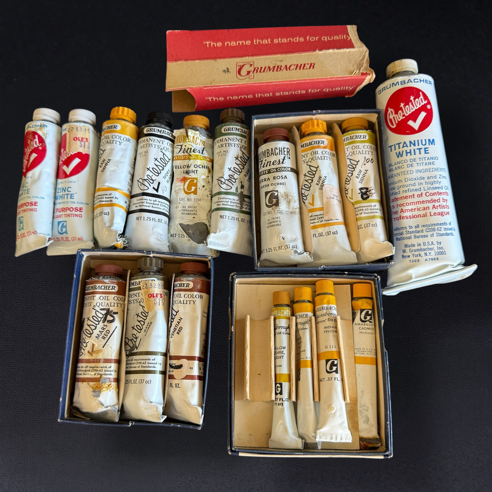 Vintage Grumbacher Artists' Oil Color Lot of 17 Tubes Untested As Is Used